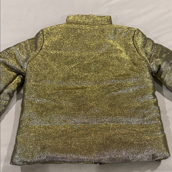 Design Lab Lord & Taylor Metallic Silver & Gold Women's Puffer Bomber Jacket SzS - Picture 11 of 13
